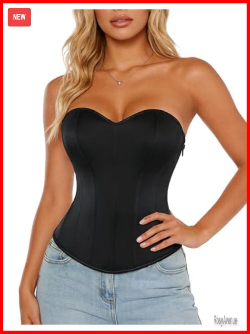 Women's Strapless Corset Top Fishboned Bustier Sweetheart Neckline Adjustable